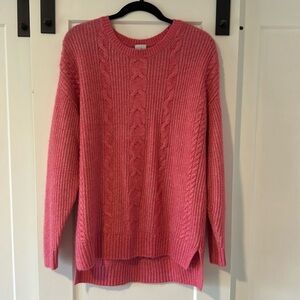 Cabi Elsa Pink cable knit pullover sweater